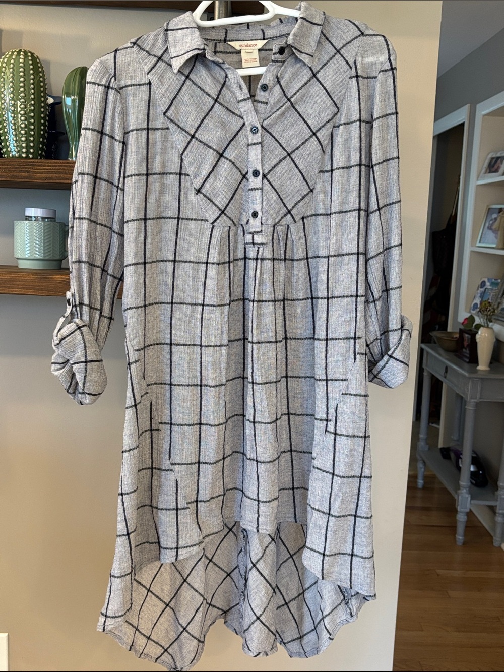 Sundance 100% Cotton Plaid Tunic Dress | Size Small